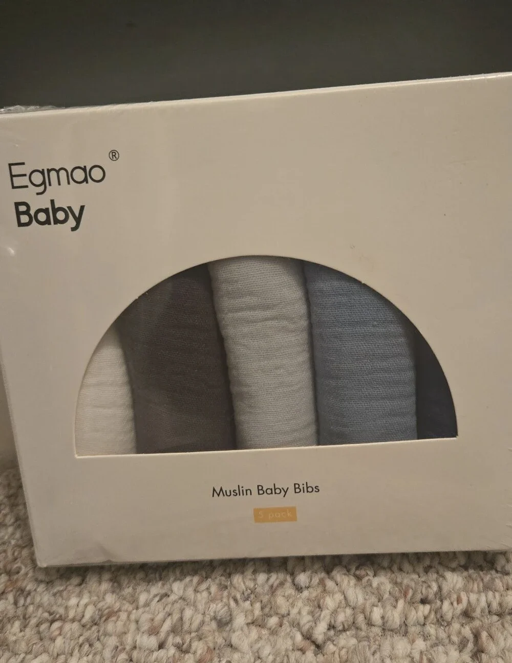 Egmao Baby Muslin Bibs - Neutral Grey & Blue Set